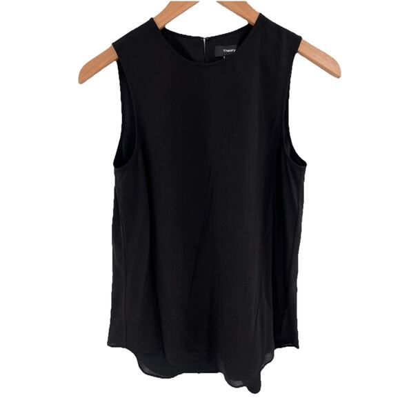 Theory Women's Black Bringam Crepe Sleeveless Top Size P (0) NWT $195 - Picture 1 of 10
